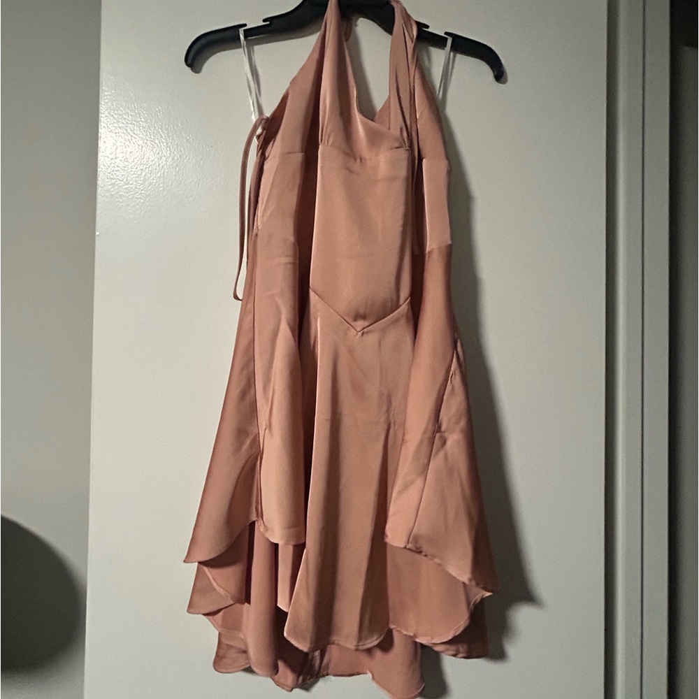 Shinny pink flowy dress